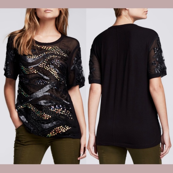 Nanette Lepore Tops - NWT Nanette Lepore‎ [SZ Medium ] Constellation Embellished Top in Black